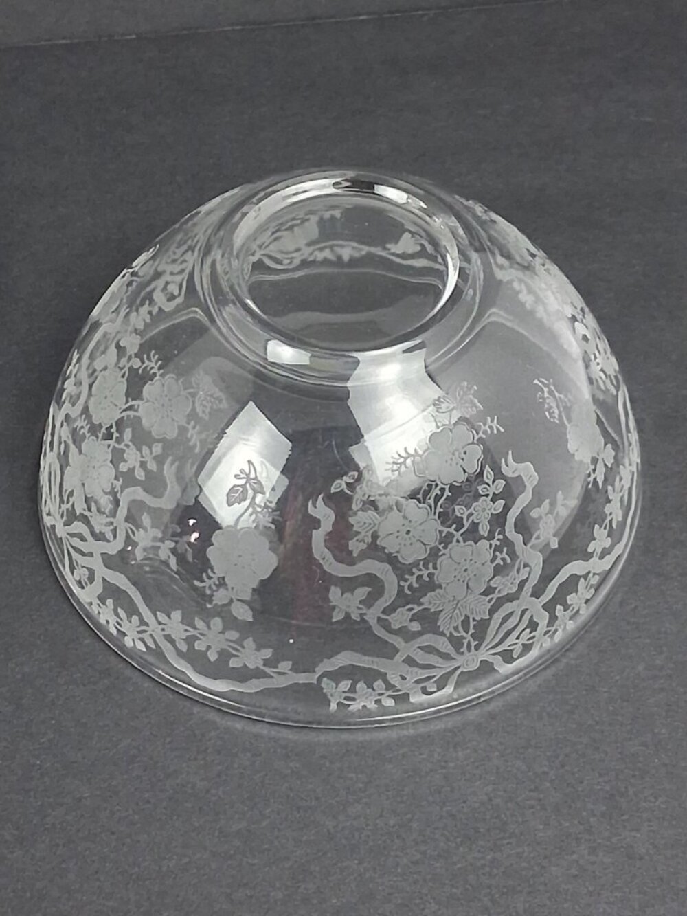 VTG 1940's Fostoria Romance Etched Crystal Mayonnaise Set Florals & Ribbons - Picture 8 of 12